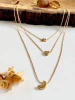Load image into Gallery viewer, Moon, Star & Heart Three Layered Necklace