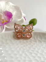 Load image into Gallery viewer, Rosy Pink White Diamond Butterfly Earrings