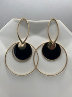 Load image into Gallery viewer, Rozabel Multishaped Black And Golden Hoop Earrings