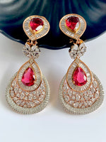 Load image into Gallery viewer, Ruby Princess White Diamond Danglers Earrings