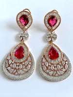 Load image into Gallery viewer, Ruby Princess White Diamond Danglers Earrings