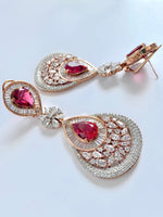 Load image into Gallery viewer, Ruby Princess White Diamond Danglers Earrings