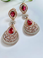 Load image into Gallery viewer, Ruby Princess White Diamond Danglers Earrings