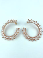 Load image into Gallery viewer, Skipped A Beat White Stone Rose Earrings