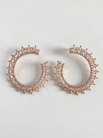 Load image into Gallery viewer, Skipped A Beat White Stone Rose Earrings