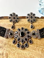 Load image into Gallery viewer, Stunning Black Sun Diamond Choker Necklace Set