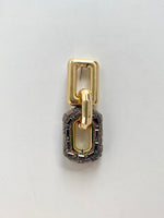 Load image into Gallery viewer, Three Hoops Silver Studded Golden Glossy Earrings