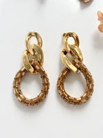 Load image into Gallery viewer, Three Hoops Studded Golden Glossy Earrings