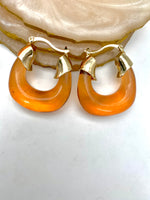 Load image into Gallery viewer, Transparent as Water Mustard Hoop Earrings