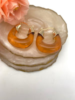 Load image into Gallery viewer, Transparent as Water Mustard Hoop Earrings