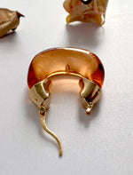 Load image into Gallery viewer, Transparent as Water Mustard Hoop Earrings
