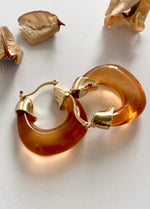 Load image into Gallery viewer, Transparent as Water Mustard Hoop Earrings