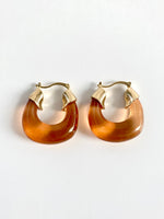 Load image into Gallery viewer, Transparent as Water Mustard Hoop Earrings