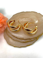 Load image into Gallery viewer, Two Sideways Hoop Golden Earrings