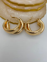Load image into Gallery viewer, Two Sideways Hoop Golden Earrings