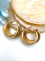 Load image into Gallery viewer, Two Sideways Hoop Golden Earrings
