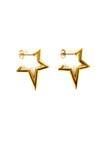 Load image into Gallery viewer, Luna Anti Tarnish 18K Gold Plated Star Hoops
