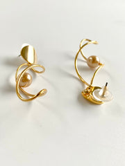 All Twisted Golden N Pearl Earrings