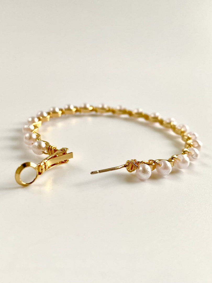 Alternate Golden N Pearl Loop Earrings