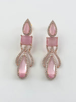 Load image into Gallery viewer, Baby Pink In My Arms White Diamond Rose Earrings
