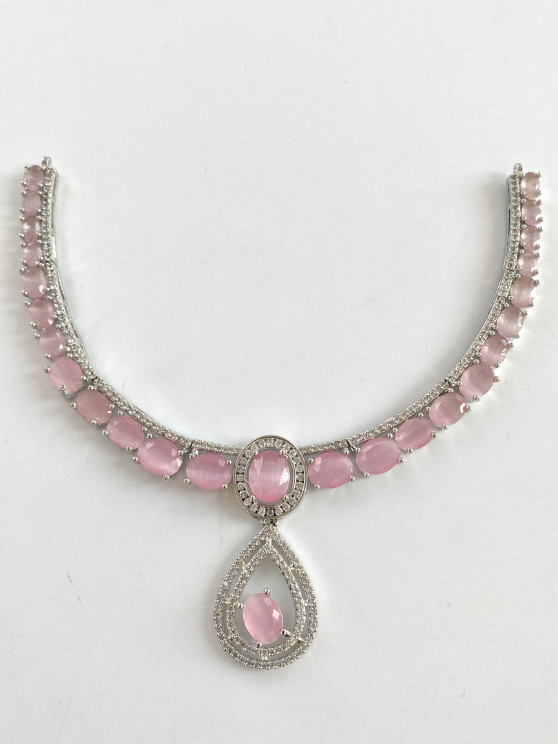 Baby Pink Pearl Drop Necklace Set