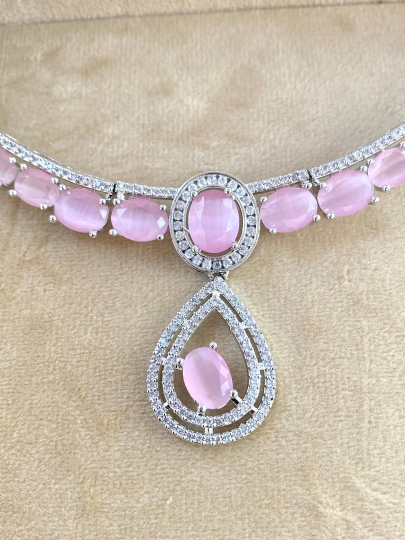 Baby Pink Pearl Drop Necklace Set