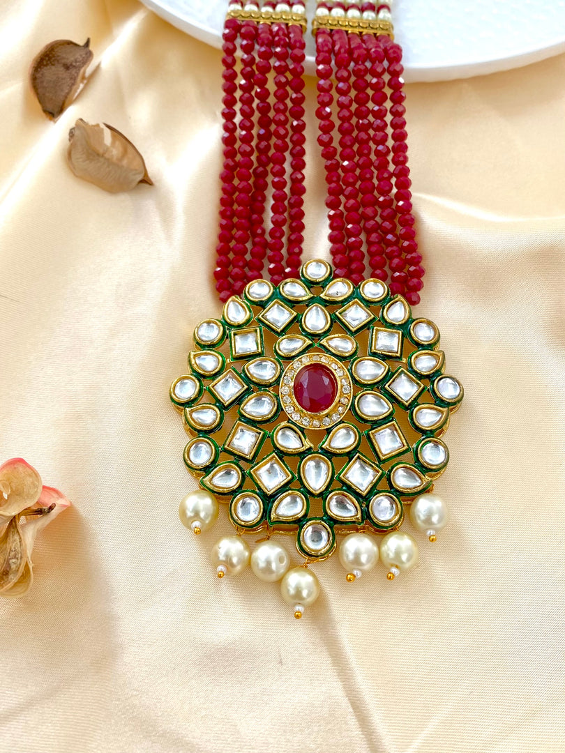 Beaded Whispers of Glam Kundan & Pearl Long Necklace Set