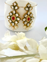 Load image into Gallery viewer, Beaded Whispers of Glam Kundan &amp; Pearl Long Necklace Set
