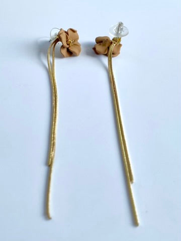 Beautiful Brown Earrings With Golden Danglers