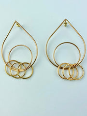 Circle And Drop Shaped All Golden Elegant Earrings