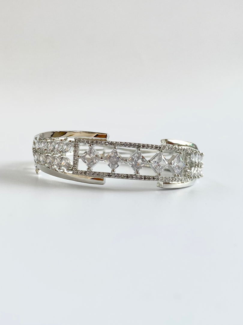 Cristine White Diamond Studded Bangle Bracelet