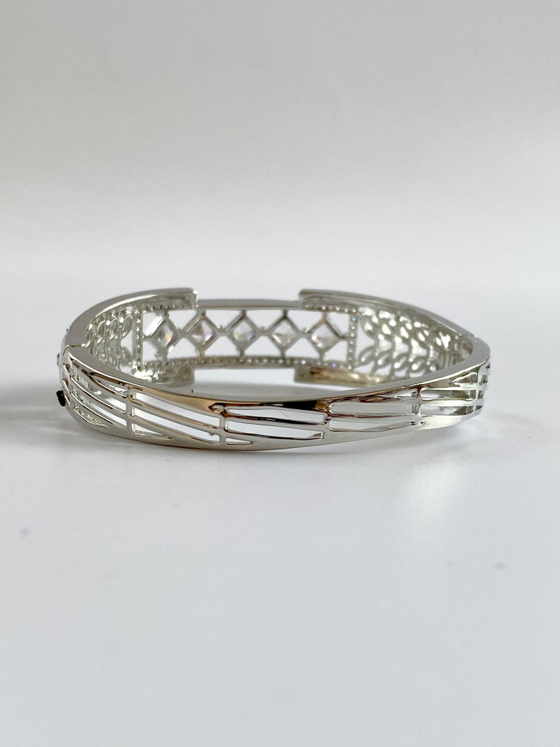 Cristine White Diamond Studded Bangle Bracelet