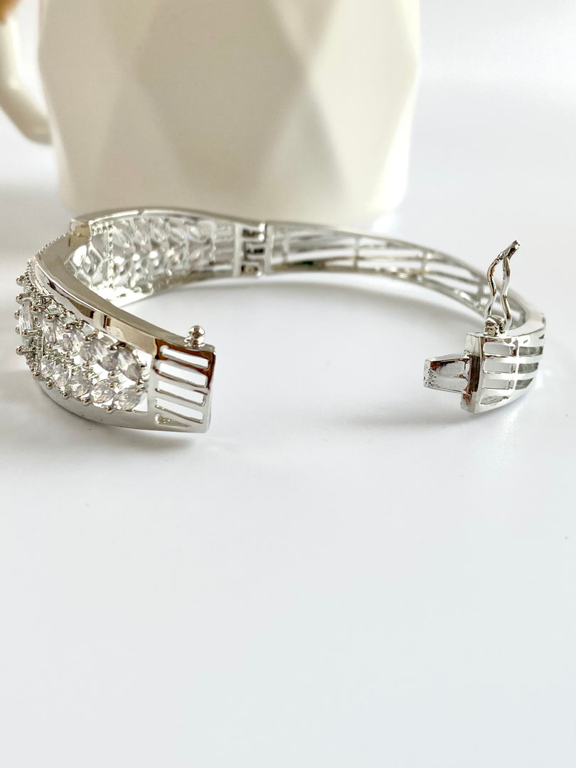 Cristine White Diamond Studded Bangle Bracelet