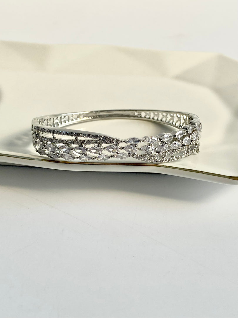 Cristine White Diamond Studded Bangle Bracelet