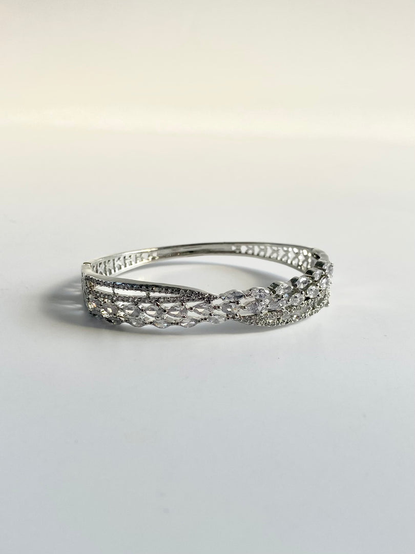 Cristine White Diamond Studded Bangle Bracelet