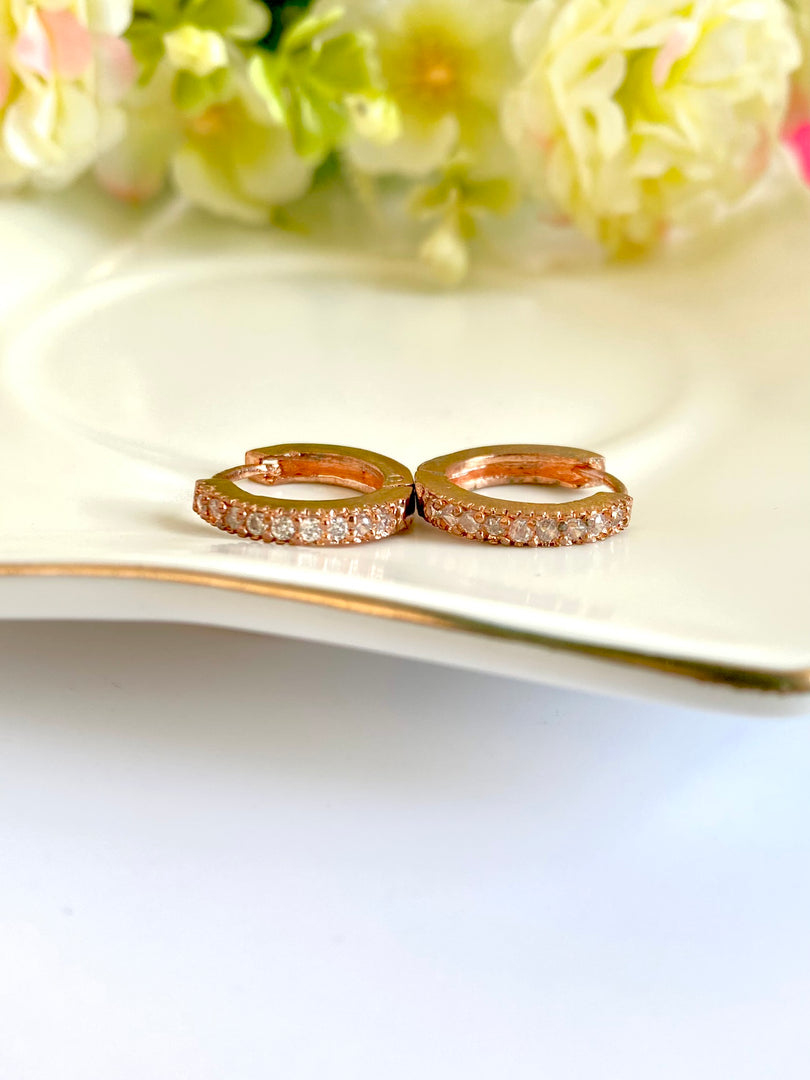 Double Face Rose Diamond Loop Earrings