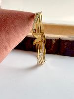 Load image into Gallery viewer, Dual Butterfly Studded Golden Bracelet
