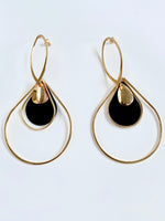 Load image into Gallery viewer, Elizabeth Multishaped Black and Golden Big Earrings
