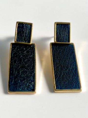 Emilia Black N Golden Bar Earrings