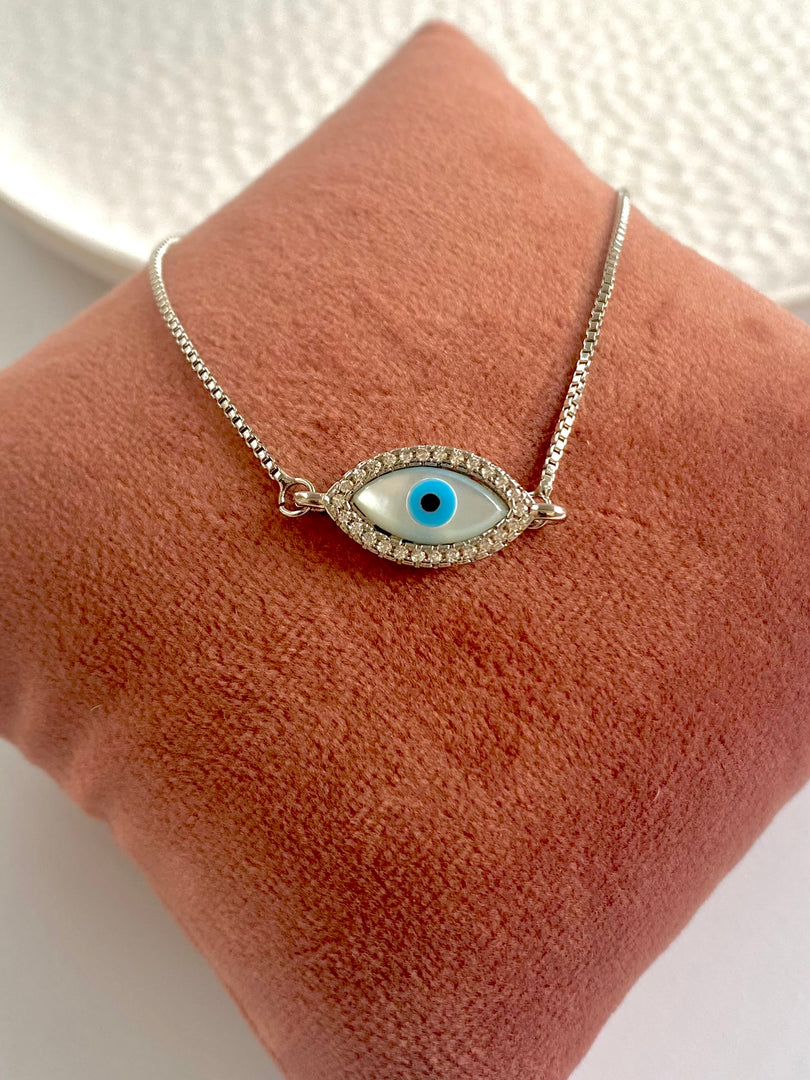 Evil Eye White Diamond Bracelet