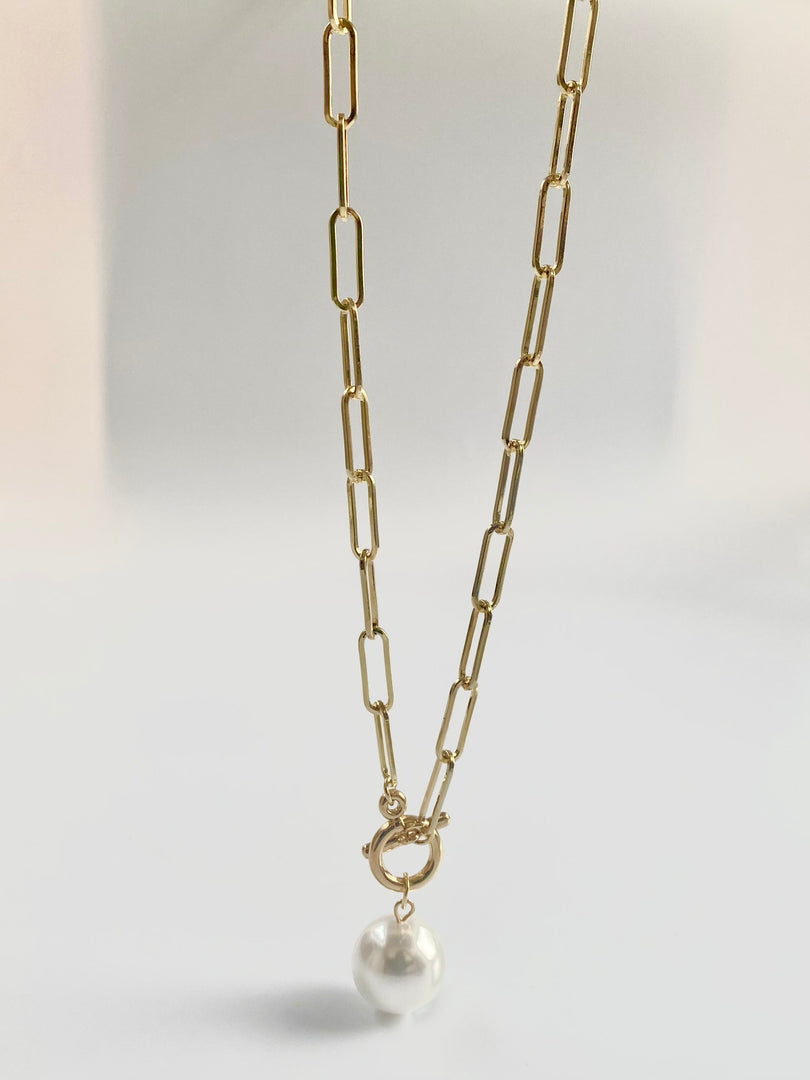 Fashionable Solid Pearl Drop Chain Necklace