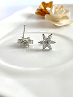 Load image into Gallery viewer, Floral White Star Diamond Stud Earrings
