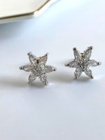 Load image into Gallery viewer, Floral White Star Diamond Stud Earrings
