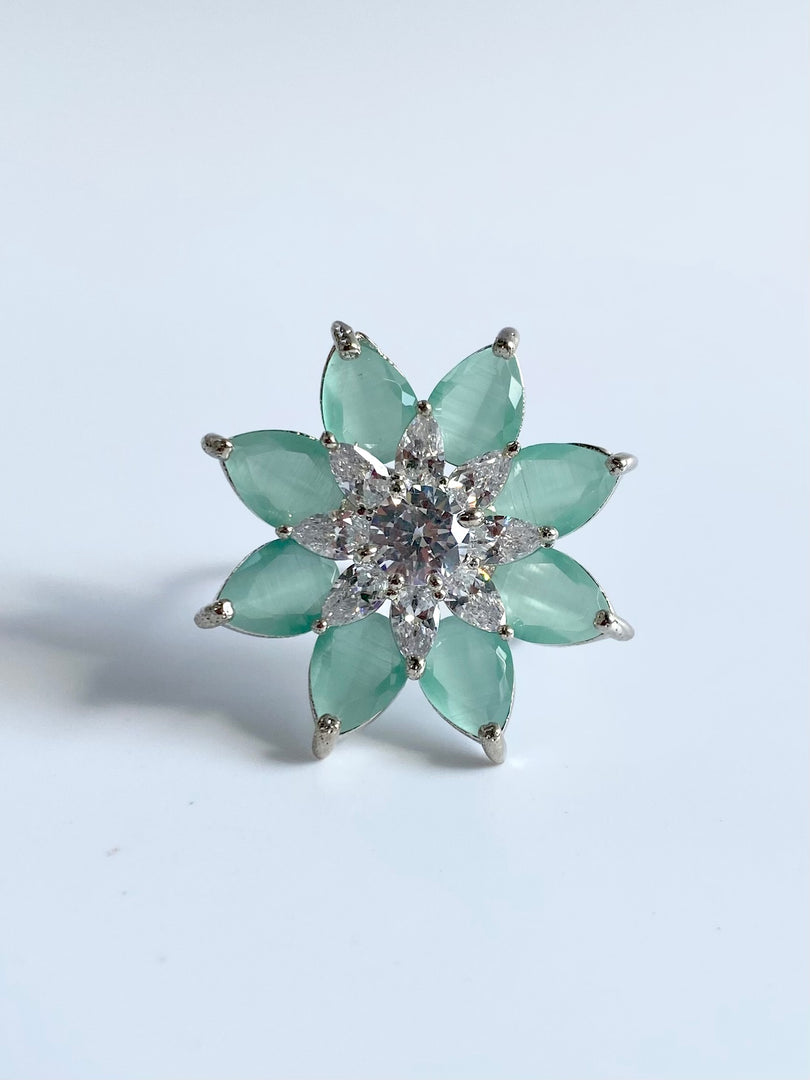 Flower Of Mint Free Size Cocktail Ring