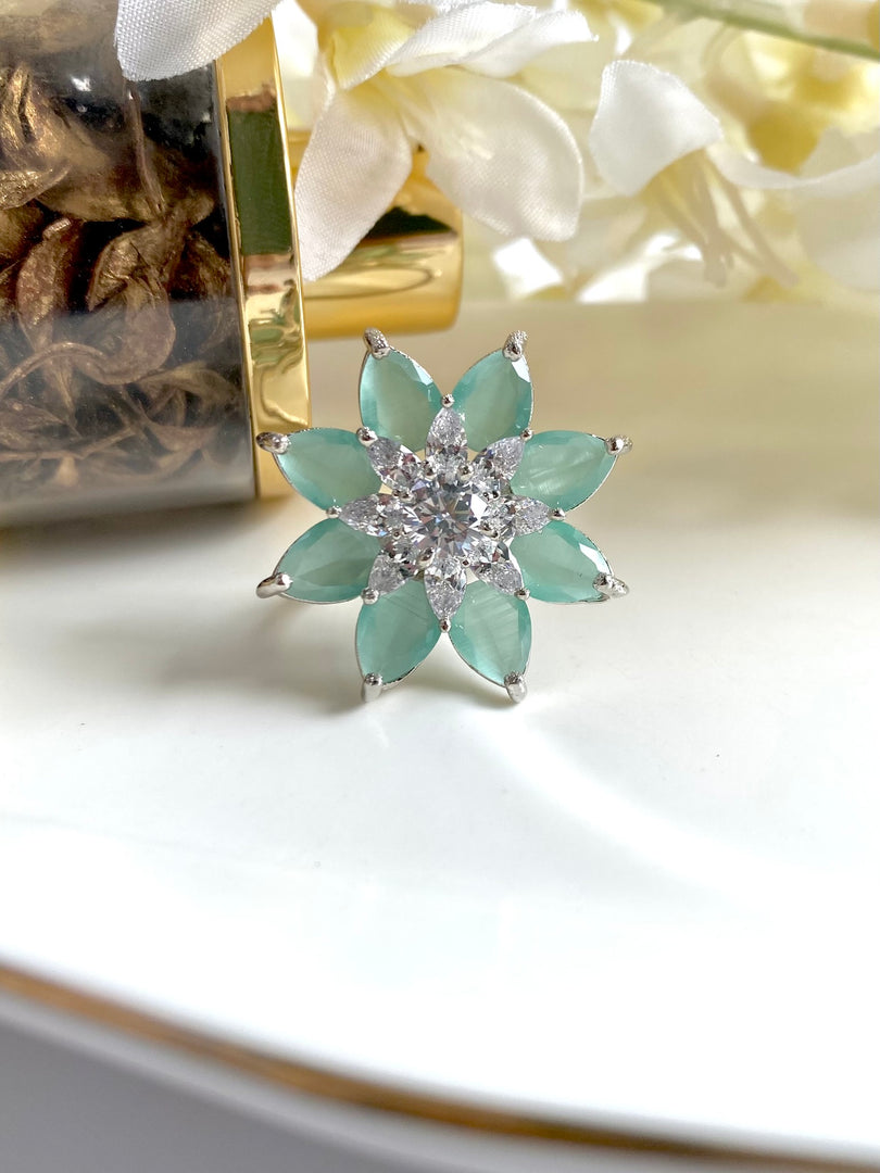 Flower Of Mint Free Size Cocktail Ring