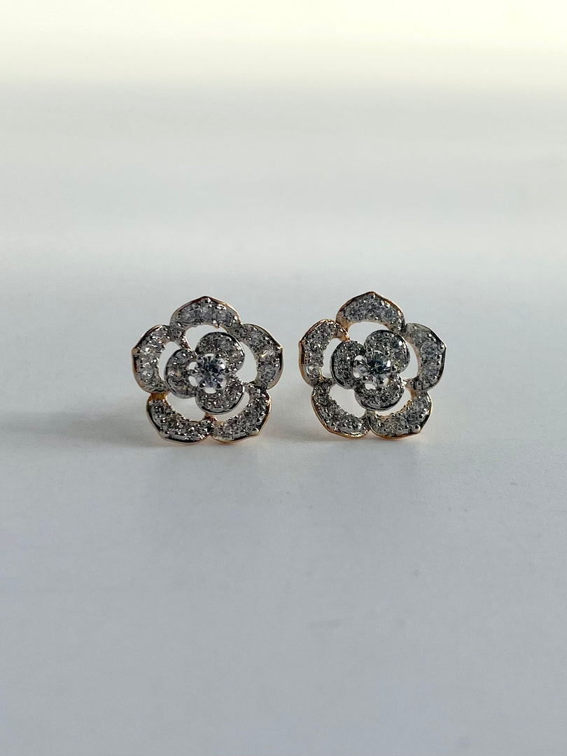 Flower In Flower White Diamond Earrings