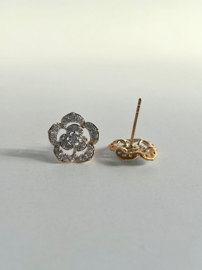 Flower In Flower White Diamond Earrings