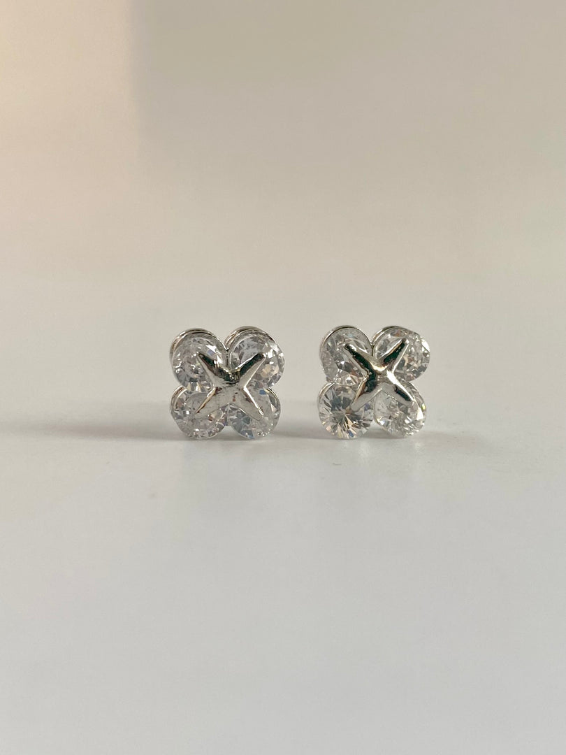 Four Corners Solitaires Diamond Stud Earrings