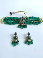 Load image into Gallery viewer, Galaxy Of Green Diamond Choker Set
