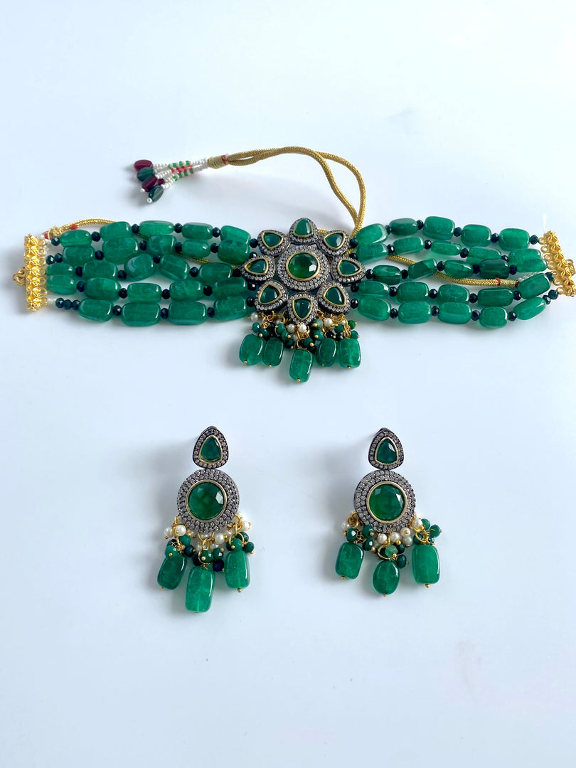 Galaxy Of Green Diamond Choker Set